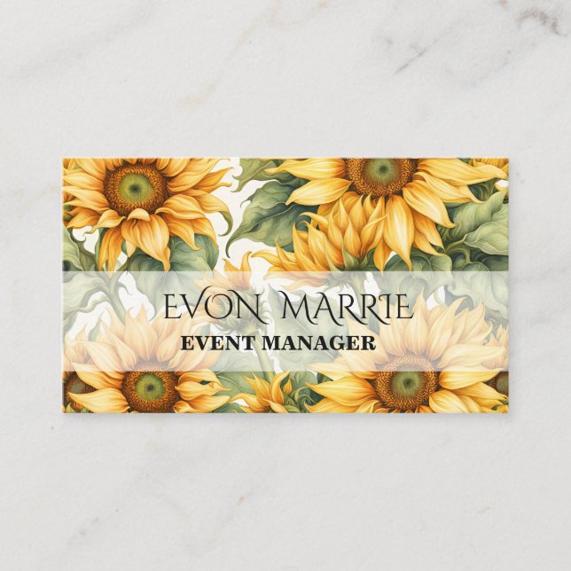 Sunflowers Art Drawing  Business Card (Front)
