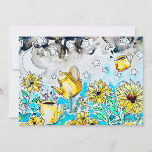 sunflowers art print invitation