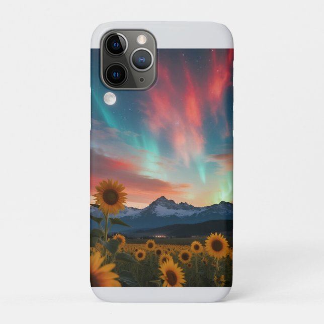 Sunflowers at Dusk: Moonrise Over the Mountain Case-Mate iPhone Case (Back)