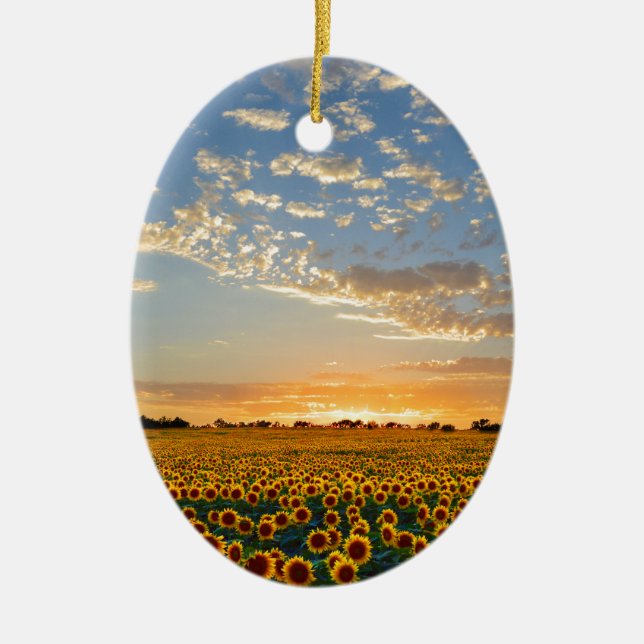 Sunflowers at Sunset Ceramic Tree Decoration (Front)