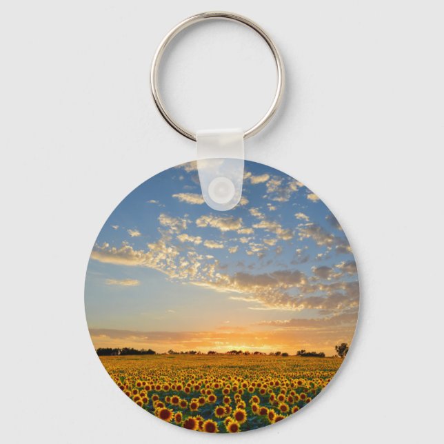 Sunflowers at Sunset Key Ring (Front)