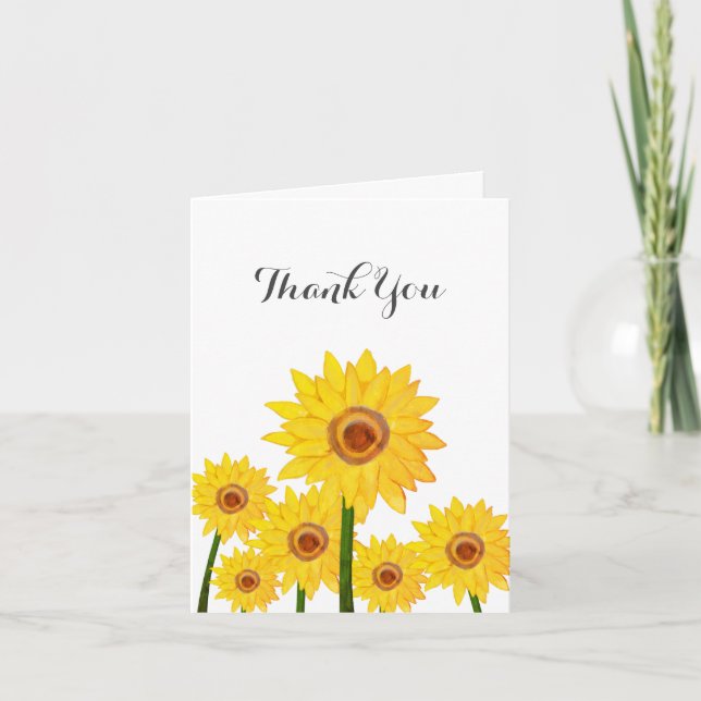 Sunflowers Authentic Hand Drawing Thank You Card (Front)