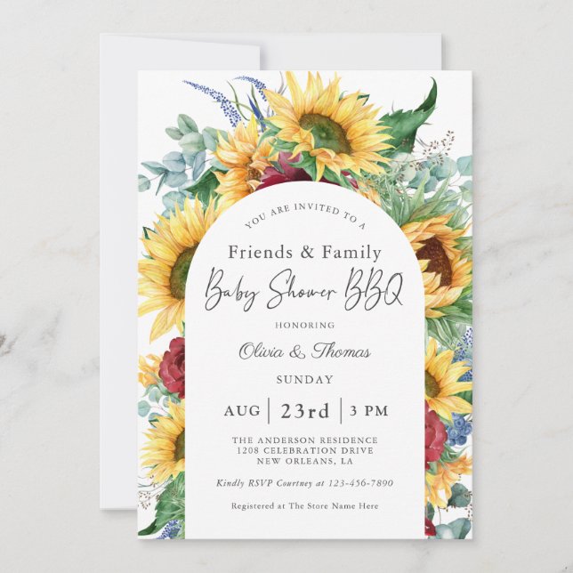 Sunflowers Autumn Floral Family Baby Shower Invitation (Front)