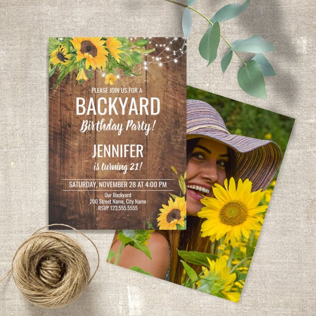 Sunflowers Backyard Birthday Party Invitation (Creator Uploaded)