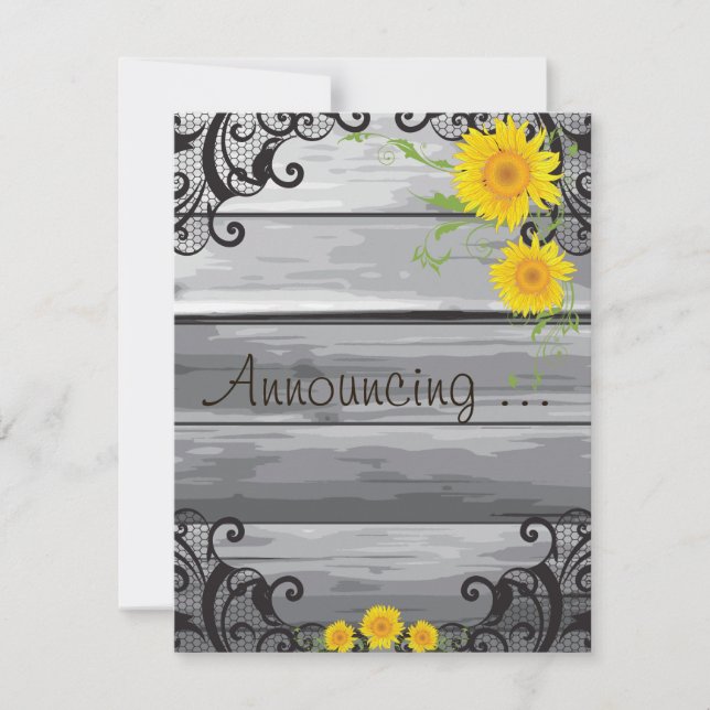 Sunflowers Barn Wood Collection Engagement Announ Announcement (Front)
