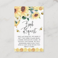 Sunflowers Bee Baby Shower Book Request Insert