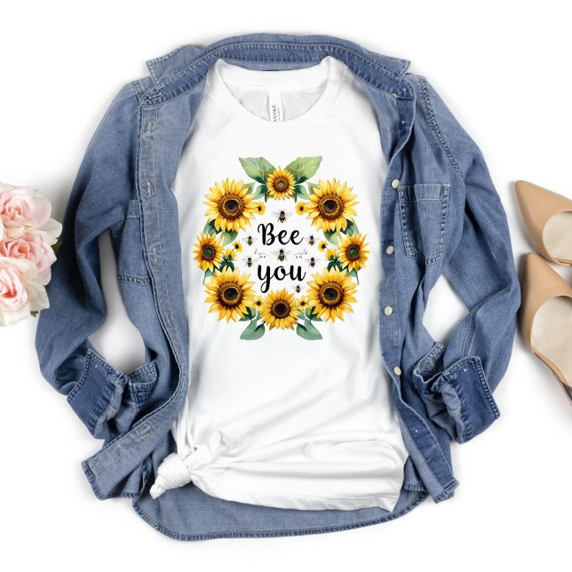 Sunflowers Bees Bee You Cute Trendy Inspirational T-Shirt (Sunflowers Bees Bee You Inspirational Motivational T-shirt , Trendy Cute Rustic Country)