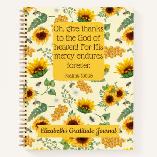 Sunflowers Bees Custom Bible Verse Christian Gift  Notebook