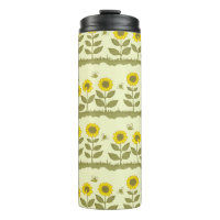Sunflowers, bees, cute seamless pattern.