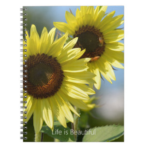 Sunflowers Bees (my photography) Notebook