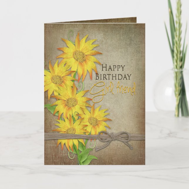 Sunflowers - Birthday - Girlfriend Card (Front)