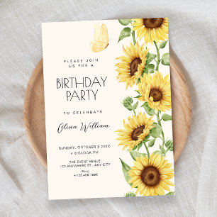 Sunflowers birthday invitation