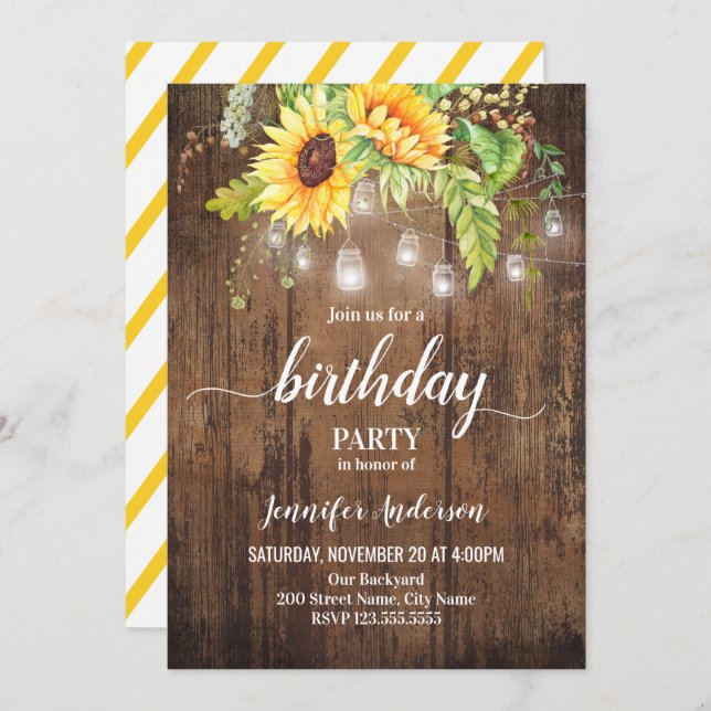 Sunflowers Birthday Invitation (Front/Back)