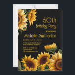 Sunflowers Black 50th Birthday Invitation<br><div class="desc">Beautiful rustic yellow sunflowers on black 50th birthday party invitation.. Contact me for assistance with your customisations or to request additional matching or coordinating Zazzle products for your celebration.</div>