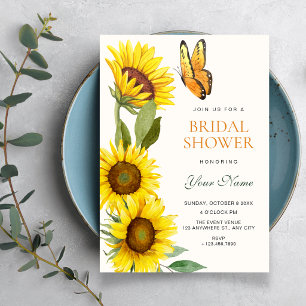 Sunflowers bloom bridal shower invitation