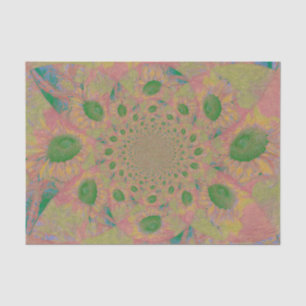 Sunflowers Blush Pink Green Abstract Art Decoupage Tissue Paper
