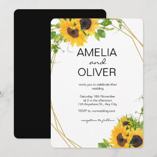 Sunflowers Bohemian Floral Wedding Invitation