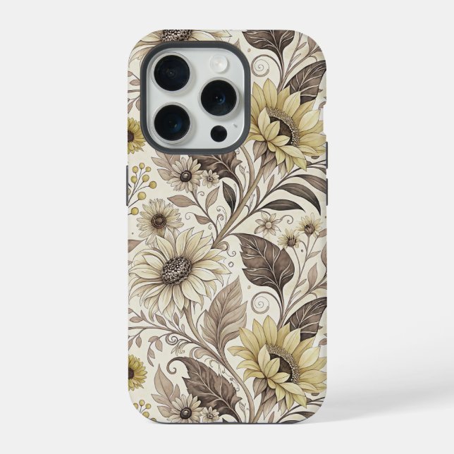 Sunflowers Boho Art Nouveau iPhone Case (Back)