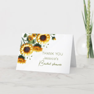 Sunflowers Boho Flowers Rustic Barn Bridal Shower Thank You Card