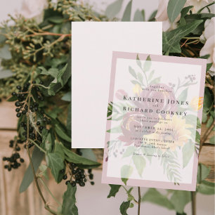 Sunflowers Bold Floral Pink Wedding Invitation