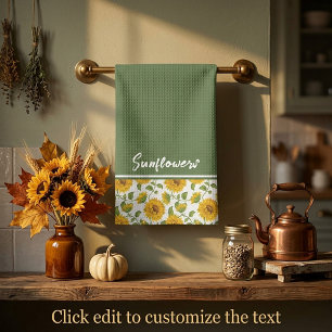 Sunflowers border custom Kitchen Towels