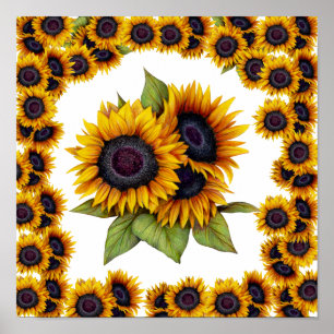 Sunflowers border poster