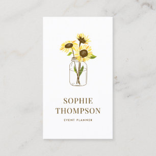Sunflowers Bouquet in Mason Jar Country Rustic Business Card