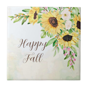 Sunflowers bouquet with customisable text tile