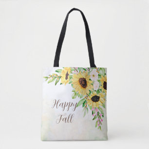 Sunflowers bouquet with customisable text tote bag