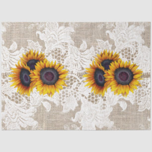 Sunflowers bouquets burlap and lace vintage rustic tissue paper