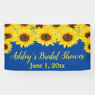 Sunflowers Bridal Shower Backdrop Blue Floral Prop Banner