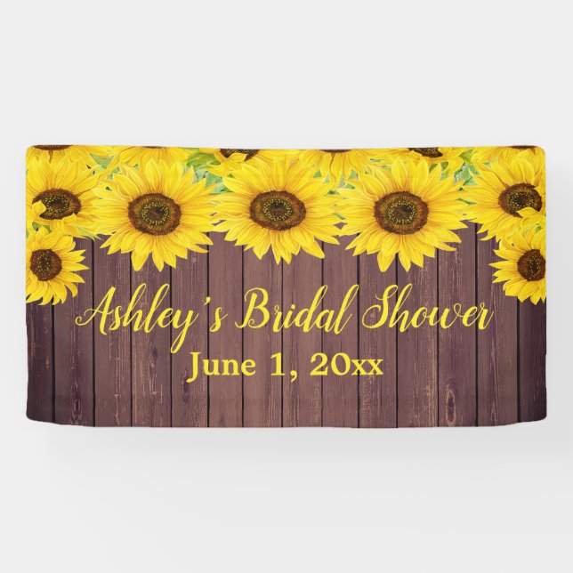 Sunflowers Bridal Shower Backdrop Rustic Wood Prop Banner (Horizontal)