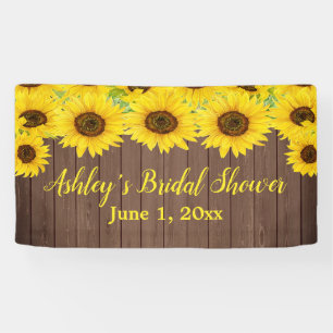 Sunflowers Bridal Shower Backdrop Rustic Wood Prop Banner