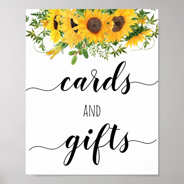Sunflowers Bridal Shower Cards & Gifts Poster (Front)