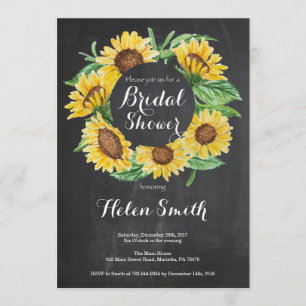 Sunflowers Bridal Shower Invitation Chalkboard
