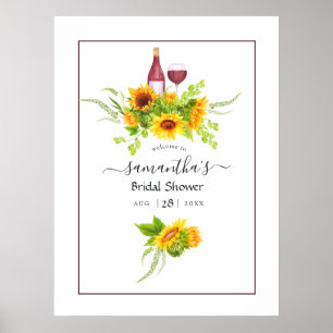 Sunflowers Bridal Shower Wine Tasting Welcome Poster