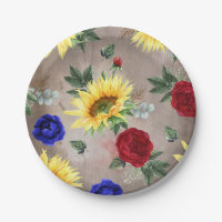 Sunflowers - Burgundy and Navy Blue Fall Rustic
