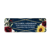 Sunflowers Burgundy Roses Navy Geometric Wedding