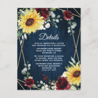 Sunflowers Burgundy Roses Navy Geometric Wedding