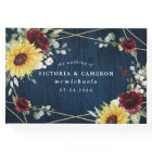 Sunflowers Burgundy Roses Navy Geometric Wedding
