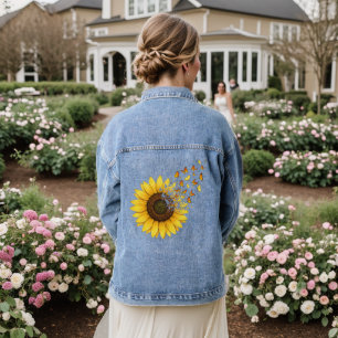 Sunflowers Butterflies Denim Jacket