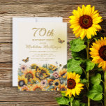 Sunflowers Butterflies Women's 70th Birthday Party Invitation<br><div class="desc">Elegant sunflowers and butterflies women's 70th birthday party invitation.  Contact me for assistance with your customisations or to request additional matching or coordinating Zazzle products for your party.</div>
