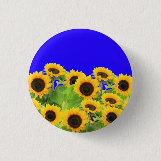 Sunflowers Button Ukraine Flag Color Support Peace (Front)