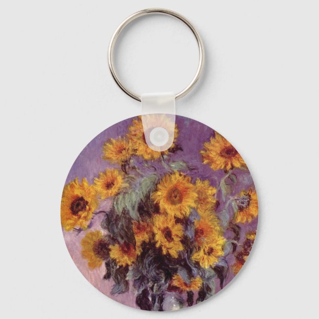 Sunflowers by Claude Monet Key Ring (Front)
