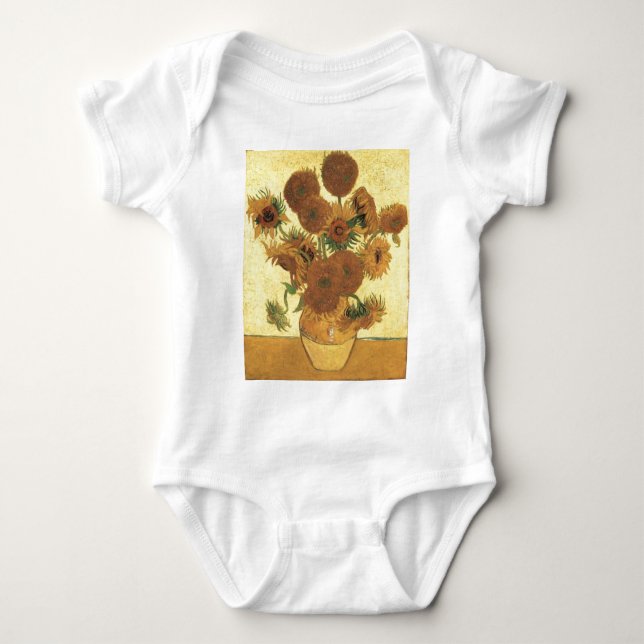Sunflowers by Van Gogh Baby Bodysuit (Front)