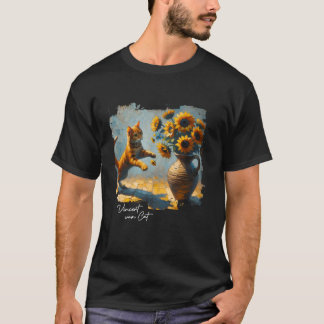 Sunflowers by Vincent Van Cat Cat Art for Cat Mum  T-Shirt