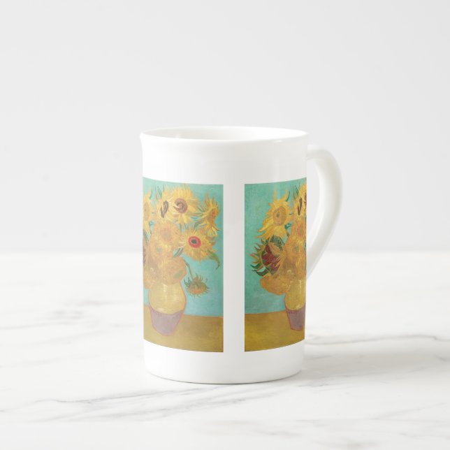 Sunflowers by Vincent Van Gogh Bone China Mug (Front Right)