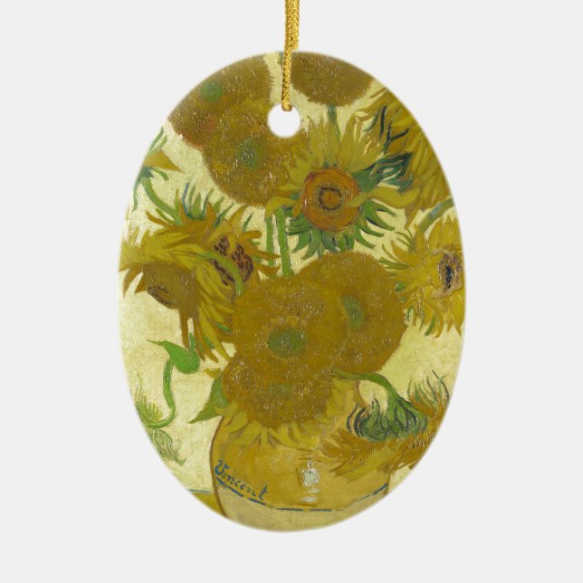 Sunflowers By Vincent Van Gogh Ceramic Tree Decoration (Front)