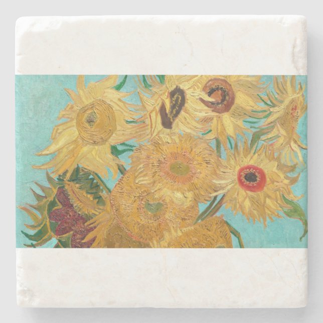 Sunflowers by Vincent van Gogh Stone Coaster (Front)