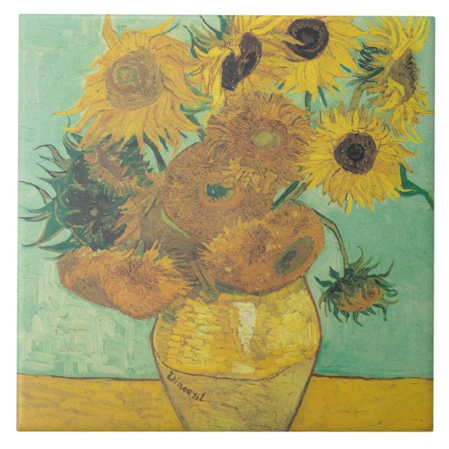 Sunflowers by Vincent Van Gogh  Tile (Front)